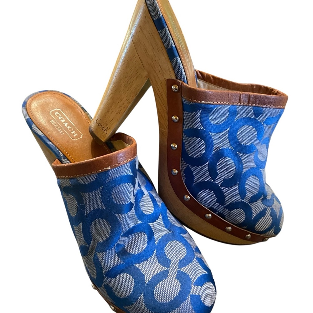 Coach Wood Platform Clog Mules